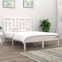 vidaXL Estructura De Cama Doble Pequeía Madera Maciza Blanca 120x190 cm