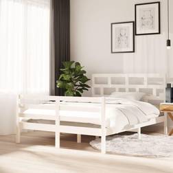 vidaXL Estructura De Cama De Madera Maciza De Pino Blanco 140x200 cm