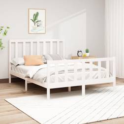 vidaXL Estructura De Cama De Madera Maciza De Pino Blanco 140x200 cm