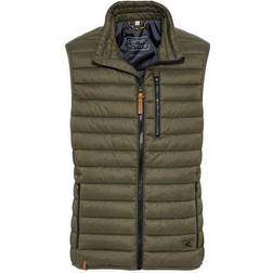 Camel Active Lätt quiltad väst för män med fickor, Grön (olivbrun)