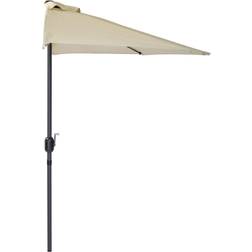 Charles Bentley 2.7m Beige Metal Garden Half Balcony Parasol Umbrella