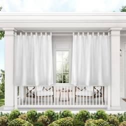 Exclusive Home Cabana Solid Indoor Outdoor Light Filtering Hook-and-Loop Tab Top Curtain Panel Set of 2