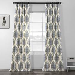 Exclusive Fabrics & Furnishings Arabesque Blue Damask Rod Pocket