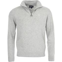 Barbour Essential Lambswool Half Zip Jumper - Light Grey