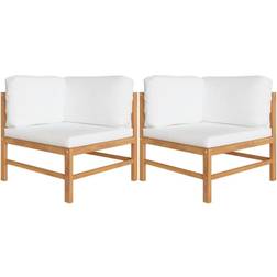 vidaXL Divani Angolari 2 pz Cuscini Crema in Massello di Teak Set da Lounge da Esterno