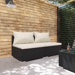 vidaXL 2 Piece Garden Lounge Set Poly Rattan Black With Cushions Ensemble de Salon d'Extérieur