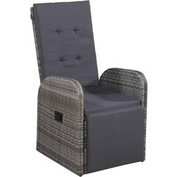 vidaXL Reclining Garden Chair With Cushion Poly Rattan Grey