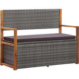 vidaXL Havebænk 115 cm Polyrattan og Massivt Akacietræ Grå