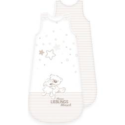 Herding Baby Best Baby sovsäck, liten favoritperson motiv, 90 cm, dragkedja runt om på sidan och tryckknappar, vit