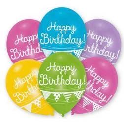 Amscan 6 Latexballons Happy Birthday Wimpel 27,5 cm