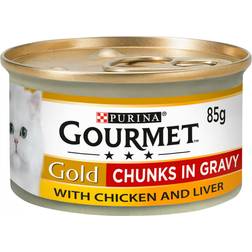 Gourmet Gold Tinned Cat Food Chicken and Liver In Gravy 85g