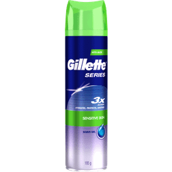 Gillette Series Lugnande rakgel med aloe vera, för känslig hud, skydd mot hudirritation, hjälper till att skydda mot skärning, brännande, stickning, hudirritation och spänning, 200 ml