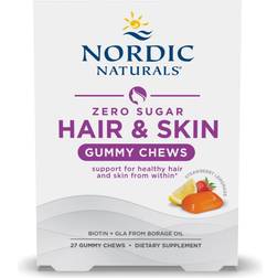 Nordic Naturals Zero Sugar Hair & Skin Gummy Chews, Strawberry