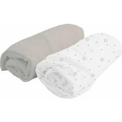 Lot de 2 Draps Housse Blanc Pois/Perle 70x140 cm