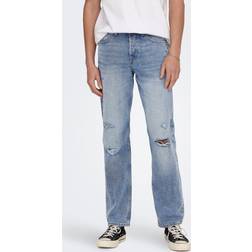 Only & Sons Edge Destroy Loose Fit Jeans Blau