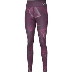 Mizuno Dam tryckta tights löpning, druvvin