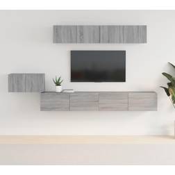 vidaXL Set Muebles Para 5 Pzas Madera Contrachapada Gris Sonoma Mueble de TV