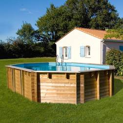 Gre Piscina desmontable de madera ovalada 6.32 x 3.35 x 1.3 m