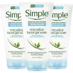 Simple Facial Gel Wash Water Boost Micellar Cleansing Water, Wipes Wash