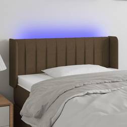 vidaXL Med LED-Lys 93x16x78/88 cm Stof Mørkebrun Sengegavl
