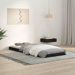 vidaXL svart 75x190 massiv furu Sängram