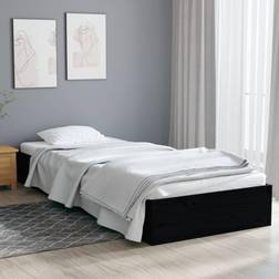 vidaXL 75x190 cm Small Single Massivt Træ Sort Sengeramme