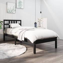 vidaXL 100x200 cm Massivt Træ Sort Sengeramme