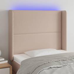 vidaXL Med LED-Lys 103x16x118/128 cm Kunstlæder Cappuccino Sengegavl