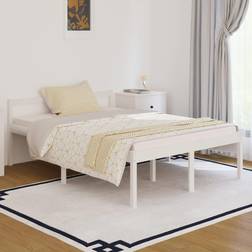 vidaXL Seniorseng 135x190 cm Dobbeltseng Massivt Fyrretræ Hvid Sengeramme