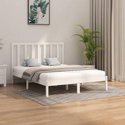 vidaXL Estructura De Cama De Madera Maciza Blanca 160x200 cm