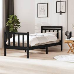 vidaXL Estructura De Cama Madera Maciza Negra 100x200 cm