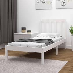 vidaXL 90x200 cm Massivt Fyrretræ Hvid Sengeramme
