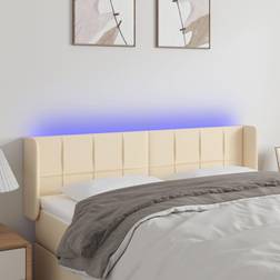 vidaXL LED-lys stof cremefarvet Sengegavl