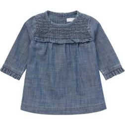 Noppies Baby Babyflickor klänning Lanexa långärmad barnklänning, blå denim-P493