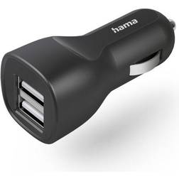 Hama Chargeur de voiture avec 2 ports usba, 12 w, noir (00201636)