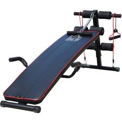 Homcom HOMdotCOM Sit-up bank buikspieren trainer verstelbaar zwart/rood 56,5 x 135 x 50-68cm