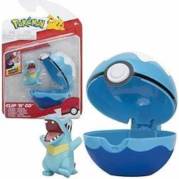 Jazwares Pokemon Clip N Go Pokeball & 5 cm Totodile Battle Figure Attachable to Pokemon Belt New 2022 Officially Licensed Pokemon Toy