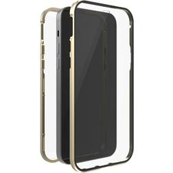 White Diamonds Fodral 360 graders glasfodral lämpligt för Apple iPhone 13 Pro I mobilskal, transparent, magnetstängning skydd (transparent med gyllene ram)