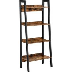 Songmics 4-Tier Ladder Rustic Brown Black Book Shelf