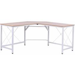 Homcom L-Shaped White/Natural Writing Desk 150x150cm