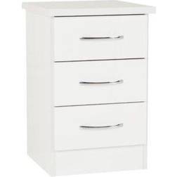 SECONIQUE Nevada White Gloss Bedside Table 40x40cm