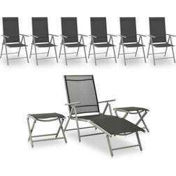 vidaXL Jardin 9 pcs Noir Et Argenté Ensemble de Salon d'Extérieur