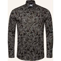 Etón Chemise noire en Twill Signature À Imprimé Floral