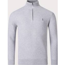Polo Ralph Lauren Mesh-Knit Cotton Quarter-Zip Grey