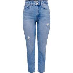 Only High Waist Straight Leg Jeans - Bleu