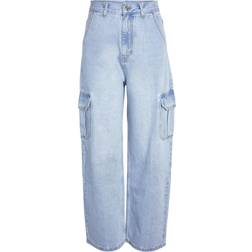 Noisy May Denim Alexa Normal Waisted Cargo Jeans - Light Blue