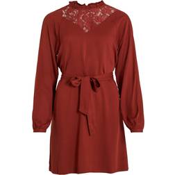 Vila Damen Visuvita L/S Lace Dress Su Noos Kleid, Fired Brick