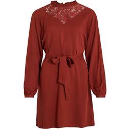 Vila Visuvita L/S Lace Dress - Fired Brick