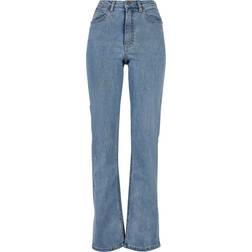 Urban Classics Women's Highwaist Straight Slit Denim Pants - Blue