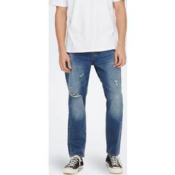 Only & Sons Onsavi Crop Mid. Blue 4381 Jeans Blå
